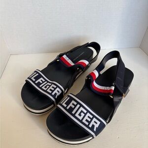 Tommy Hilfiger Beckett Ankle Strap Sandals Navy White Red Women Size 10M